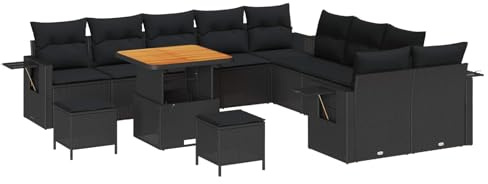 vidaXL Gartensofa-Set 13 STK. Schwarz Poly-Rattan