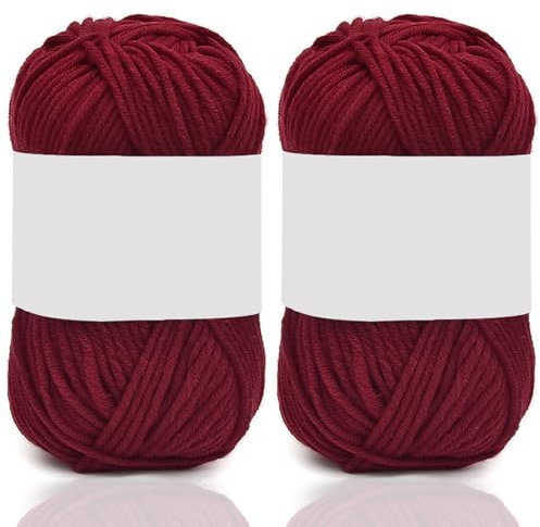 5ply Milk Cotton Yarn 2 * 50g Baumwollgarn Zum Häkeln Stricken Weiche Und Langlebige Acryl Zum Häkeln，Anfänger Crochet Yarn Für DIY Pullover, Mützen, Socken, Decken, Schals Und Tücher (100G,SS)