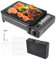 Levkitch Juego de barbacoa para camping, parrilla de gas para cartuchos y bombonas de gas, hornillo de camping con placa de parrilla, clip para parrilla, maletín (con red de barbacoa, placa y maletín)