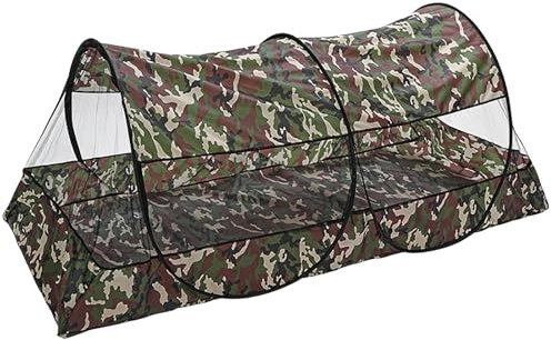 Tente Pop-up de Camping Portable Tente en Maille Souple et Pratique Moustiquaire Pliable pour lit Camping Voyage Patio Camouflage,220cm*100cm*73cm