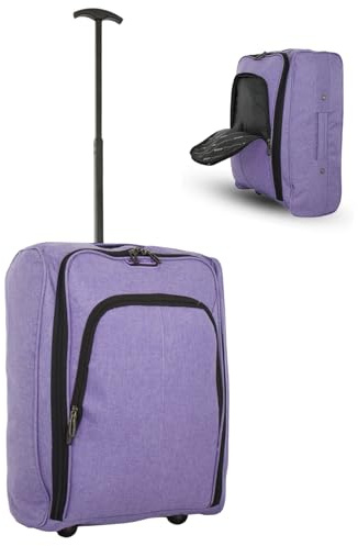 Bordlite 50x35x20cm Soft Cabin Bag – Lightweight Overhead Hand Luggage Suitcase with Wheels & Extendable Handle – Fits Ryanair, EasyJet, BA & More, 35L Capacity (Purple)