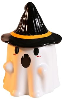 Yoller Halloween Geist Tasse 480ml, Keramik Kaffeetasse, Geister Becher mit Deckel, Hexenhut Ghost Mug, Halloween Geist Deko Becher Thema Party Geschenke für Frauen Männer (Weiß)