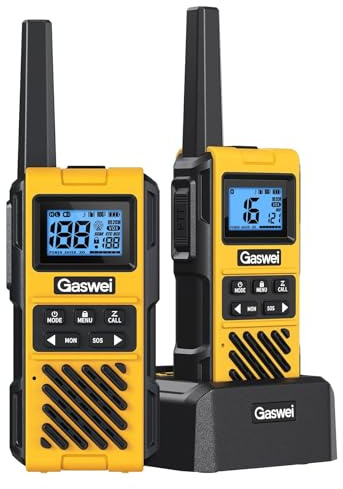 Gaswei G1Pro+ IP67 Waterproof Walkie Talkies Long Range for Adults, 2pack | Heavy Duty Two Way Radio with FM Radio, PMR446, 16 Channels,VOX, SOS, USB-C,Keypad Lock, Dual Watch, Weather Alerts (Yellow)