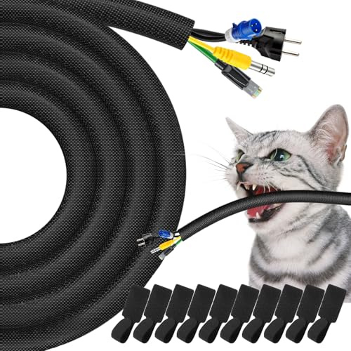 3 Metros Organizador de Cables Protector Cable Cubierta Autosellante | Cubre Cables Negro Protector Flexible para Recogecables Adecuado para Cable Management Televisores Ordenadores Vehículos P