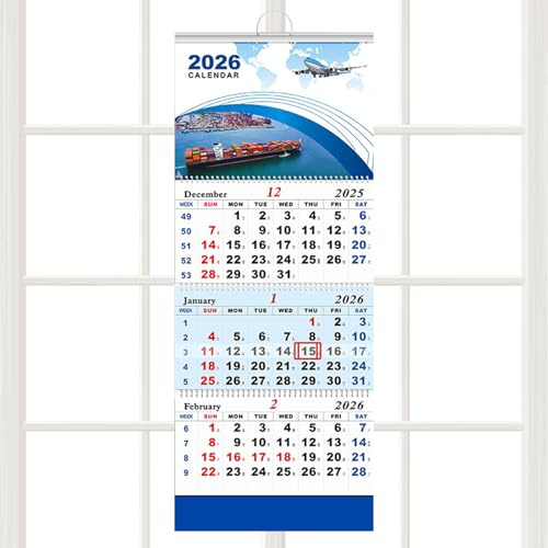 Wandplaner Für Das Jahr 2026 – 3-Monats-Wandkalender, Vertikaler Wandkalender Zum Aufhängen, 4-fach 3-Monats-Hausplaner Für Freunde, Familie, Wohnzimmer, Arbeitszimmer, Wohnung, Schlafzimmer, Kunststu