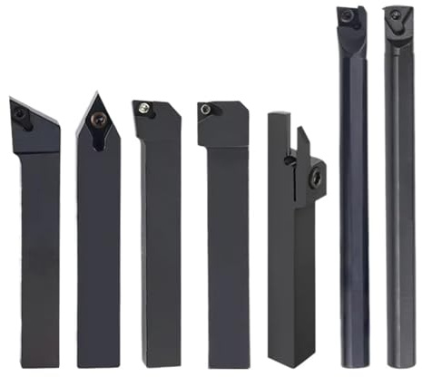 Drehbank Zubehör 7-teiliges CNC-Drehwerkzeugset (10 mm, 12 mm, 16 mm) mit Hartmetall-Einsatz und Gewindeschneidwerkzeugen für Gewindeschneiden(10MM SET)