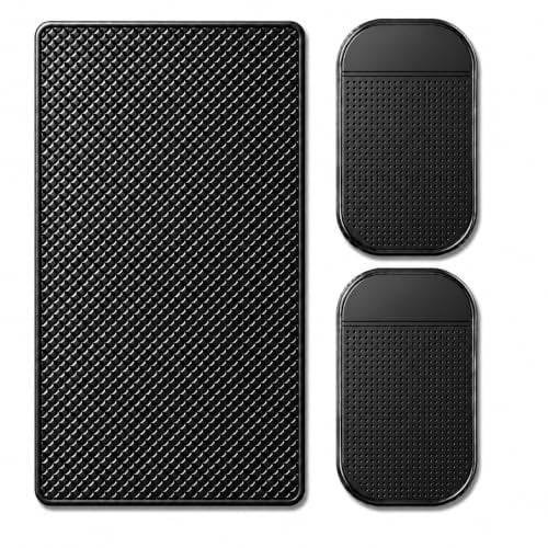 3 Stück Auto Armaturenbrett Anti Rutsch Matten,27x15 cm & 2 kleine 14x8 cm, Silikon Anti Rutsch Matte, Waschbare Gelmatte für Handy, Schlüssel, Sonnenbrille, Münzen und mehr
