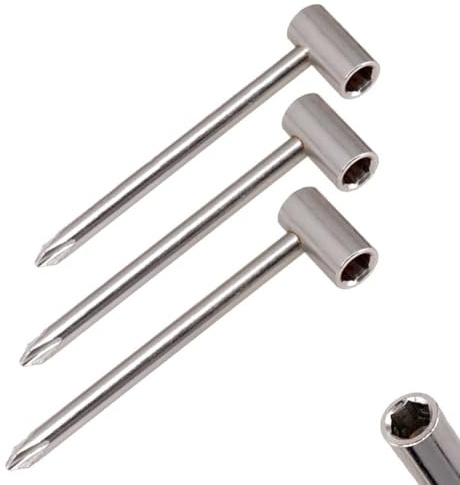 Gettimore 3-teiliges Gitarren-Halsstab-Einstell-Sechskantschlüssel-Set, Metall-Werkzeug-Set mit 6,35 mm, 7 mm, 8 mm Stecknüssen, kompatibel mit den meisten akustischen Gitarren, schwarzes Chrom-Finish