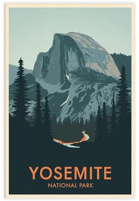 BKHJSASU Yosemite Poster auf Leinwand, Wandkunst, Dekordruck, Gemälde für Wohnzimmer, Schlafzimmer, Dekoration, 20 x 30 cm