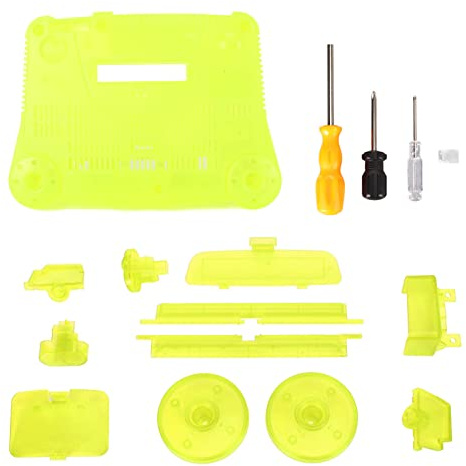 CAGUYLONA Retro-ABS-Ersatzgehäuse für N64, durchscheinende Schale für Spielekonsole, robuste, professionelle Ersatz-Ober- und Unterschale mit Schraubendreher, ideales Zubehör für (Transparentes Grün)