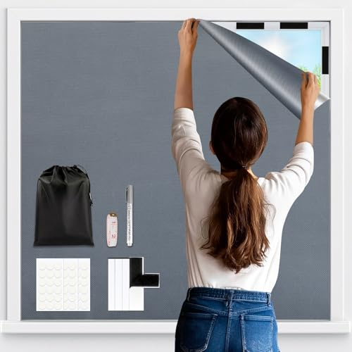 Vexyra Tenda Oscurante Finestra 200x148cm, Tende Oscuranti per Interni 100% Tessuto Oscurante, Telo Oscurante Termico Isolante Portatile Senza Forare per Camera da Letto, Lucernario, Camper