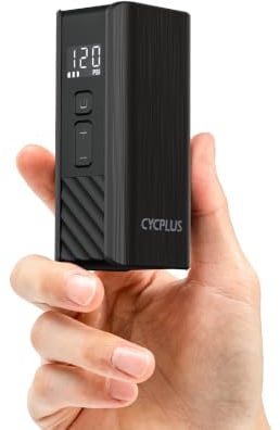 CYCPLUS Bomba eléctrica Bici A3Mini, 120 PSI, Motor brushless | Tamaño bolsillo, 212g, Batería 2000mAh 7,4V, Ventilador integrado, Inflado rápido, Apagado auto, Presta/Schrader