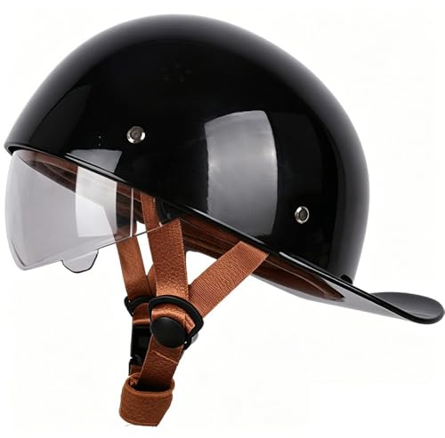WZGGTEAM Vintage Motorrad Halbhelm, Halbschalenhelm Baseballmütze-Helm mit Gesichtsschutz Schnelllösetaste, Motorrad Jet Helm Baseball Cap mit ECE-Zulassung für Scooter Cruiser
