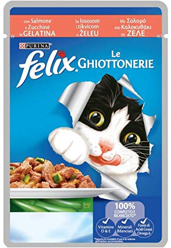 Felix die ghiottonerie Lebensmittel Nassfutter für Katze Lachs Und Zucchini 10 x 100gr
