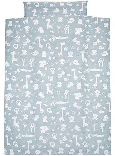 Alvi Bettwäsche für Kinderbett Zootiere puderblau 100x135 cm 401209111