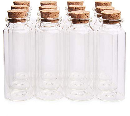 Danmu 40ml Potion Bottles,Glass Bottles with Cork Stopper,Small Glass Jars for Wedding Favors,Halloween Decorations,Baby Shower,Party Favors 12 Pack 1.18 x 3.14