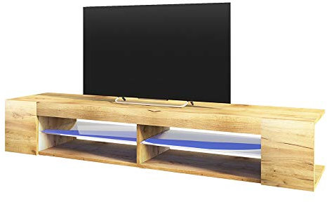 Selsey Mitchell – TV-Lowboard Wotan Eiche Matt 180 cm breit mit LED