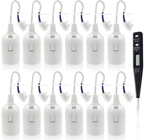 Frewurwer Lampenfassung E27 12 Stück Baustellenfassung mit Kabel E27 Fassung Baufassung mit Spannungsprüfer Zubehör