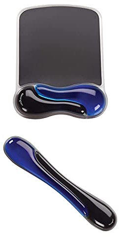 Kensington Set ergonomisches Mauspad und Handgelenkauflage für Tastaturen, 2-teiliges Set, Ergonomisches Gel Mauspad für Laser- & optische Mäuse und Gel Auflage für Standard-Tastaturen, Blau/Schwarz