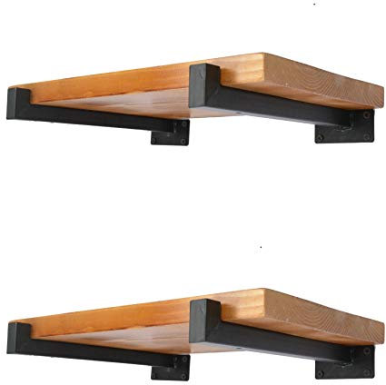 AddGrace 4 Stück industrielle schwarze schwebende Shlef-Halterungen, Retro-Wandmontage, quadratisch, Regalstützen