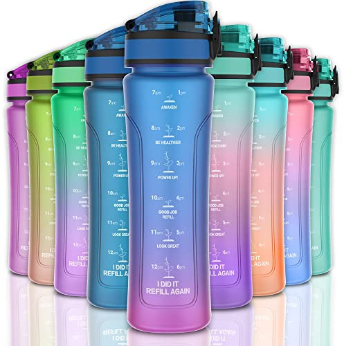 KITART 450ml Kids Sports Water Bottles for School with Chug Lid (Blue Purple)