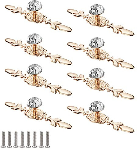 Trsnzul Pomelli Cristallo 8 Pezzi Pomello Porta Pomelli in Vetro Cristallo Maniglia Cabinet Chiaro Di Cristallo Dei Manopole per Porte Cassetto Maniglia Armadio Mobilia Decorazione(con Viti)