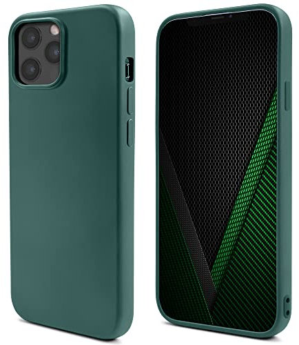 Moozy Lifestyle. Silicone Case for iPhone 13 Pro Max, Dark Green - Liquid Silicone Lightweight Cover with Matte Finish and Soft Microfiber Lining, Premium Silicone Case