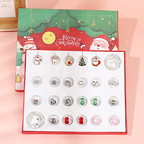 Adventskalender 2021 Kinder Schmuck, Adventskalender Mädchen Teenager Schmuck, Weihnachtskalender Frauen, Weihnachts Adventskalender mit Armband Bastelset Geschenke überraschung DIY 4 - 10Jahre (B)
