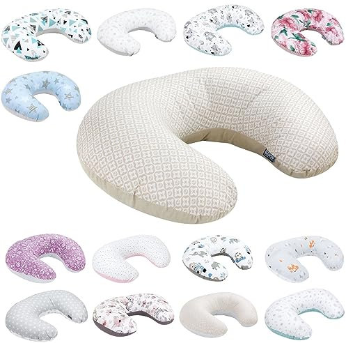 Bellochi Stillkissen, Stillkissen klein - Stillhörnchen, Stillkissen mond, Nursing Pillow, Baby Pillow, Breastfeeding Pillow, Stillmond für unterwegs - 100% Baumwolle Lux