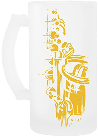 Saxophon Schlüsselwerk Glas Bier Becher Beer Mug