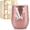 Thermobecher Personalisiert, Geburtstagsgeschenk für Frauen, Personalisierte Geschenke Für Freundin, Schwester, Mütter, Tochter, Tante - Kaffeetasse 340 ml, Kaffeebecher mit Deckel, Roségold, V