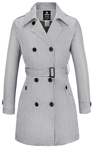 Wantdo Femme Longue Trench-Coat à Double Boutonnage Ceinture à Bouton Veste | Double Boutonnage,Coupe-Vent,Revers Classique,Coupe Cintrée,pour le Bureau,pour les Activités de Plein air,pour se Promener