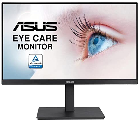 ASUS 27” 1080P Monitor (VA27EQSB) - Full HD, IPS, 75Hz, Adaptive-Sync, Speakers, Eye Care, Low Blue Light, Flicker Free, DisplayPort, HDMI, USB Hub, D-Sub, Frameless, Wall Mountable, Height Adjustable