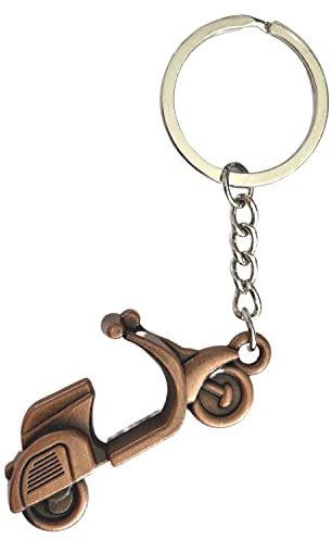 AUTOZOCO Porte-clés métallique en forme de moto Vespa, porte-clés avec motif de moto Vespa 3D, porte-clés de moto, porte-clés Vespa, cadeau porte-clés, souvenir en métal, bronze, S
