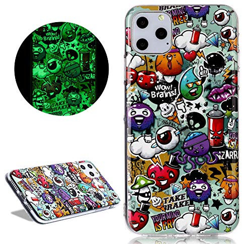 DasKAn Leuchtend Silikon Hülle für iPhone 14 Pro 6,1' Fluoreszierend Licht im Dunkeln Bunt Muster Ultra Dünn Weich Gummi Rückseite Handy Tasche Stoßfest Gel TPU Schutzhülle, Graffiti