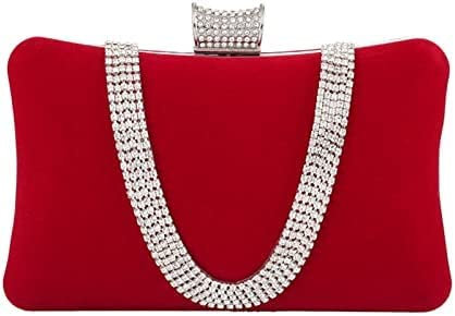 Femmes Strass Sacs De Soirée À La Main Mini Embrayage Banquet De Mariage Sac À Bandoulière,Rouge,20x7x14cm,Uptodate1