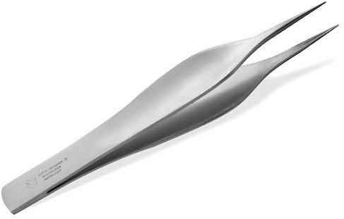 Otto Herder Manicure Pinzas de punta fina de 9,3 cm, pinzas de grado médico con microdentado, pinzas quirúrgicas de acero para instrumentos de grado médico