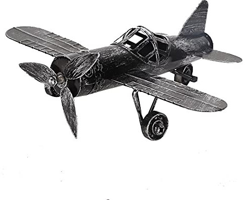 Flugzeug Modell, 22.5 x 18 cm Flugzeug Statuen, Vintage Flugzeug Modell, Metall Schmiedeeisen Doppeldecker Handwerk Handgefertigte Miniatur Flugzeug Modelle Zuhause für Ornament Foto Requisiten