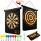 LiRiQi Magnetisch Dartscheibe Kinder mit 12 Sicheren Darts, Spiele für Kinder/Erwachsene im Innen & Außenbereich, Doppelseitige Dartboard Freizeit Sport, Geschenke für Kinder 4-12 Jahre, 38cm, 2 Haken