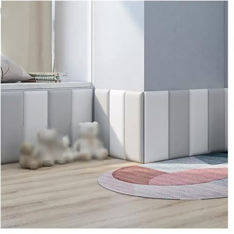 XILYZMO Bett Kopfteil Wandpolster, Abnehmbar Gepolsterte Wandpaneele, Schalldicht Gepolstert Tapete, 50cm Hohe Dichte PU-Leder Kopfteil, Wanddekoration (Farbe : Grey, Größe : 50x150cm)