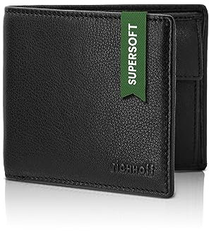 richhoff Supersoft S Leder Geldbörse Herren mit RFID Schutz I Echtleder Geldbeutel für Männer I Portemonnaie Damen Brieftasche Wallet Portmonee (Schwarz)