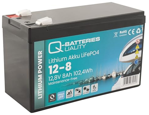 Q-Batteries Lithium Akku 12-8 12,8V 8Ah 102,4Wh LiFePO4 Batterie