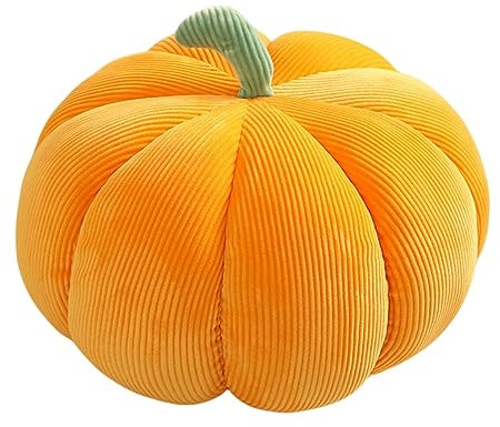 Herfair Kürbis-Überwurfkissen, 3D Plüsch Kürbis Dekokissen Kopfkissen, Halloween Kürbis Deko Kissen, Fotografie, Halloween dekoratives Kissen (gelb,18cm)