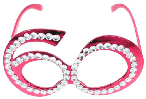 Strassbrille zum 60 Geburtstag aus Kunststoff, Rot, 1 Stück | Witzige Brillen, Geburtstagsparty Brillen als Foto Requisite, Auffällig mit Glitzer Strass