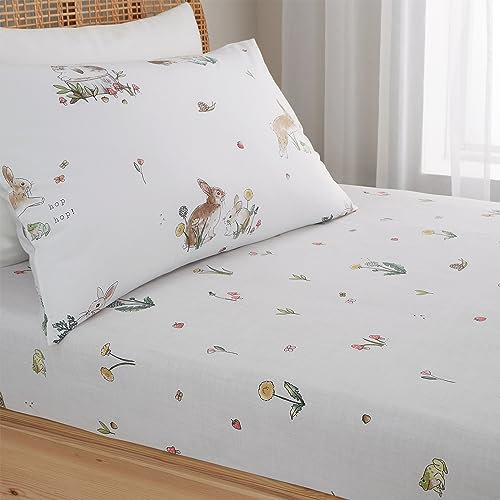 Bianca Bunny Rabbit Friends Cotton Single Fitted Sheet Natural