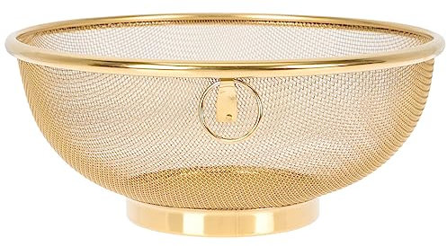 DOITOOL Colador De Fregadero Colador Colador De Pasta De Malla Fina Colador De Metal para Arroz Quinua Yogur (Dorado 7. 86 Pulgadas) Colador De Verduras Colador para Hornear