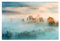 Bilderwelten Fototapete Wald 225 x 336 cm Vlies-Tapete XXL Waldtapete Nebel bei Sonnenaufgang Smart Wandtapete Wanddekoration Wohnzimmer Schlafzimmer