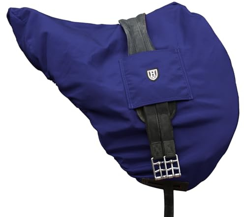 Harrison Howard Premium Dressage English Saddle Cover, Waterproof & Breathable Fleece-Lined Long Flap Saddle Protection Navy