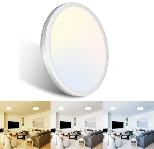 libtit 15W Bathroom Lights, 1500LM 18CM Small Led Ceiling Light Waterproof, 3000K/4500K/6000K Round Flush Ceiling Lighting for Toilet Bulkhead Hallway Utility Room Kitchen,1Pack