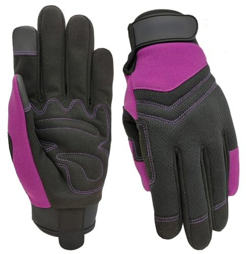 MSUPSAV Geburtstagsgeschenke für Damen, Arbeitshandschuhe, Arbeitshandschuhe für Damen, Mechaniker-Handschuhe, Damen, Gartenarbeit, Garten, Touchscreen, leistungsstarke Passform (lila, klein)